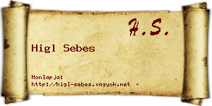 Higl Sebes névjegykártya